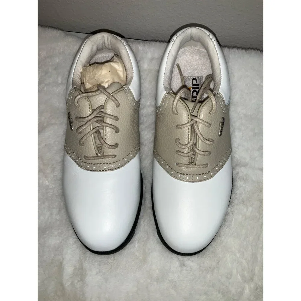 GRIP GT Classic Women's Golf Shoes NEW size 6 White & Tan - Picture 5 of 9